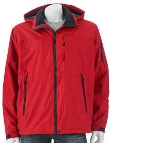 Mens Winter Jacket Hemisphere Red M Wind Water Resistant Down Alt Fill Hooded - Picture 1 of 11